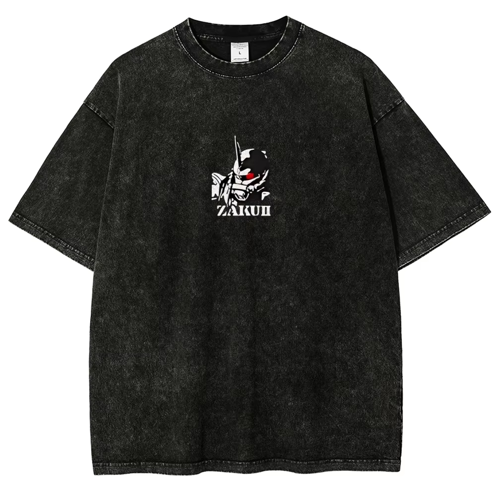 Kaos Zaku II Char Aznable Pria - Acid Wash Vintage Graphic T Shirt ulasan dan harga