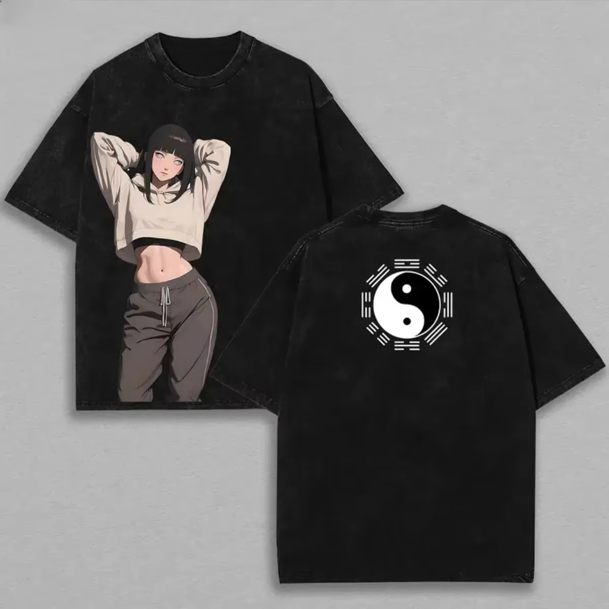 Kaos Hinata Hyuga Naruto Pria  - Acid Wash Vintage Graphic T Shirt ulasan dan harga
