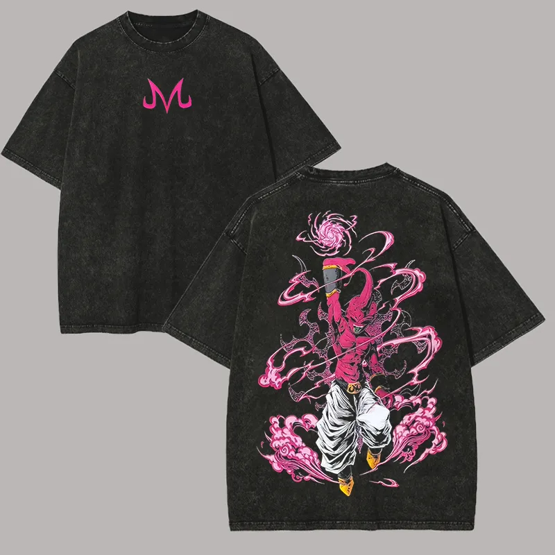 Kaos Kid Buu Dragon Ball Z Ani - Acid Wash Vintage Graphic T Shirt ulasan dan harga