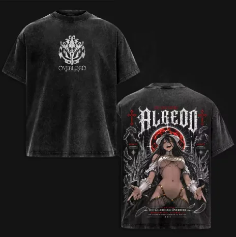 Kaos Grafis Albedo Overlord, K - Acid Wash Vintage Graphic T Shirt ulasan dan harga